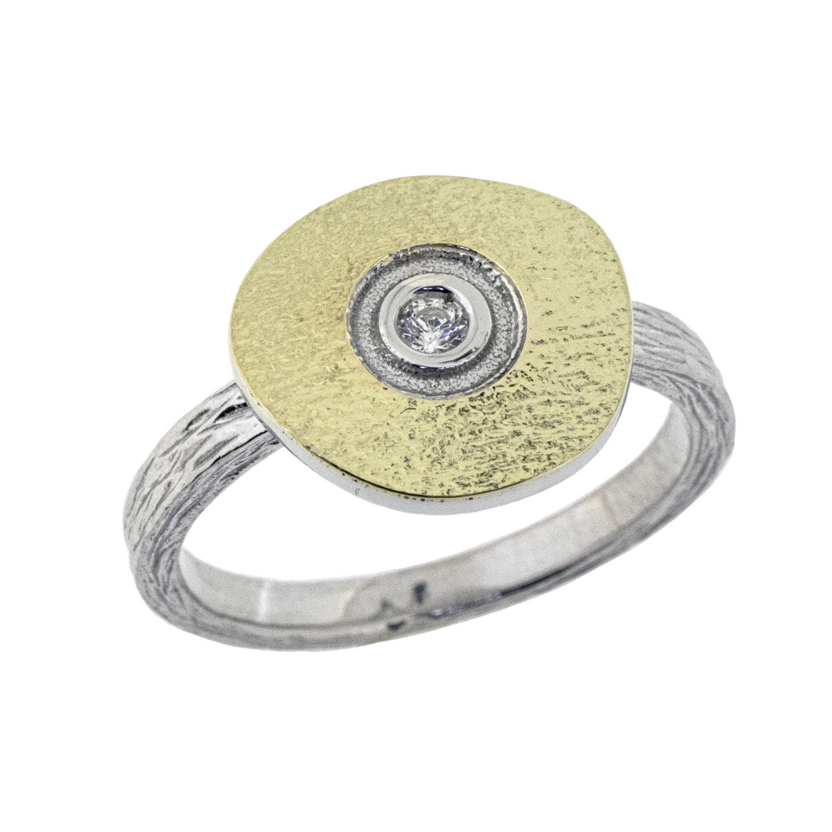 Anillo de plata, or i brillant