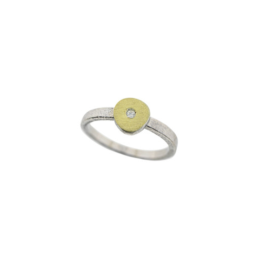 Anillo de plata, oro y brillante