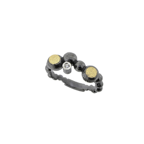 Anillo de plata, oro y brillante