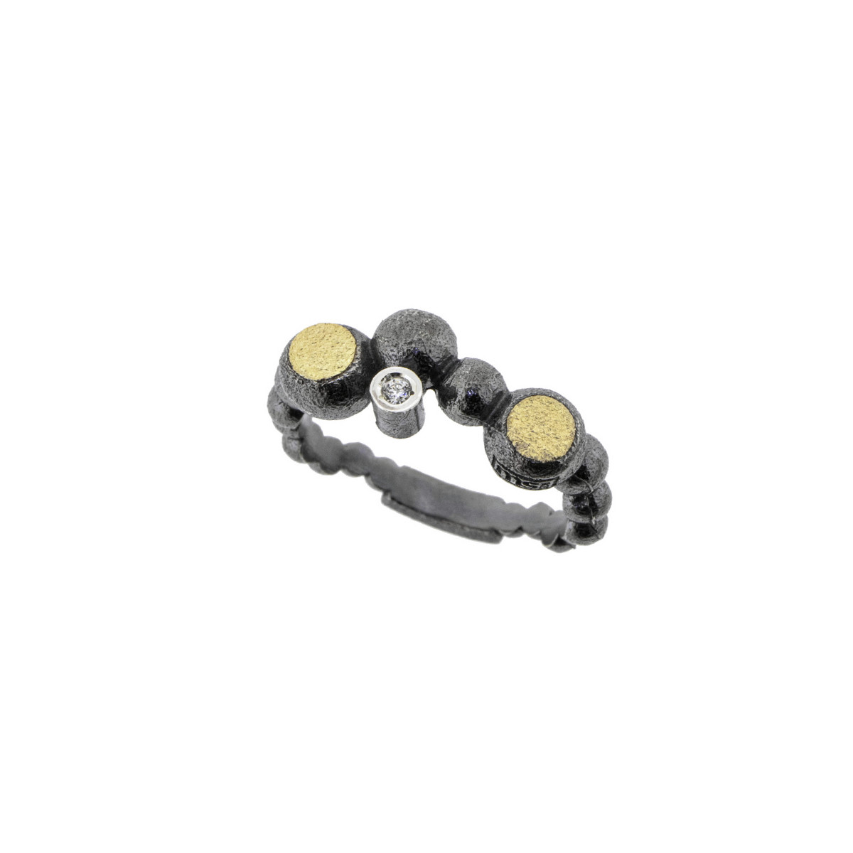 Anillo de plata, oro y brillante