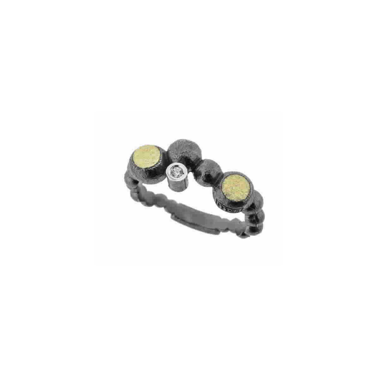 Anillo de plata, oro y brillante