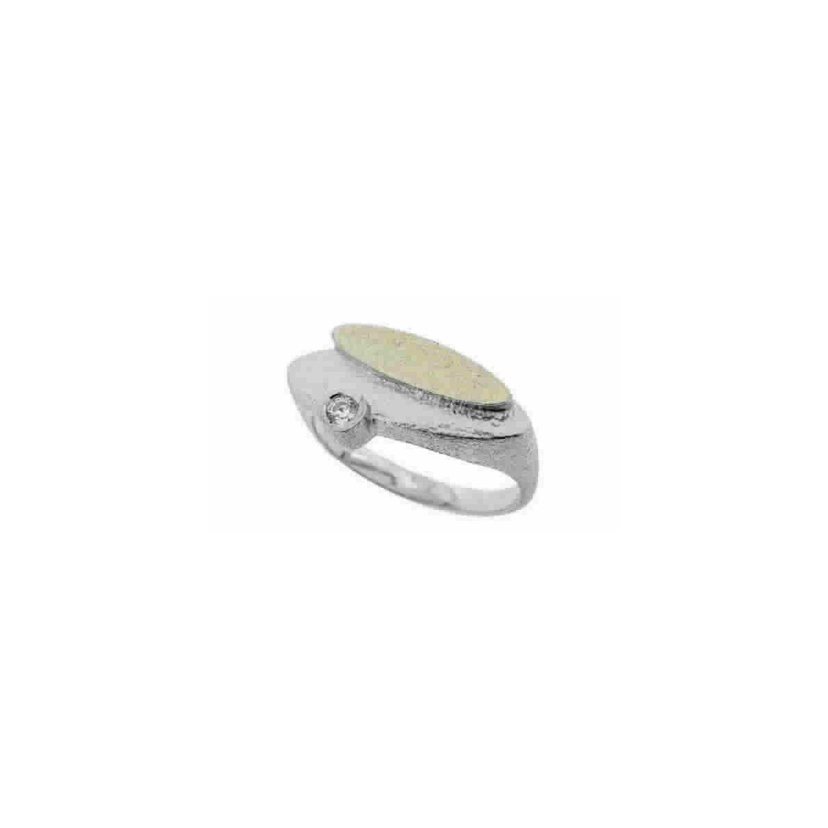Anillo de plata rodiada, oro y brillante