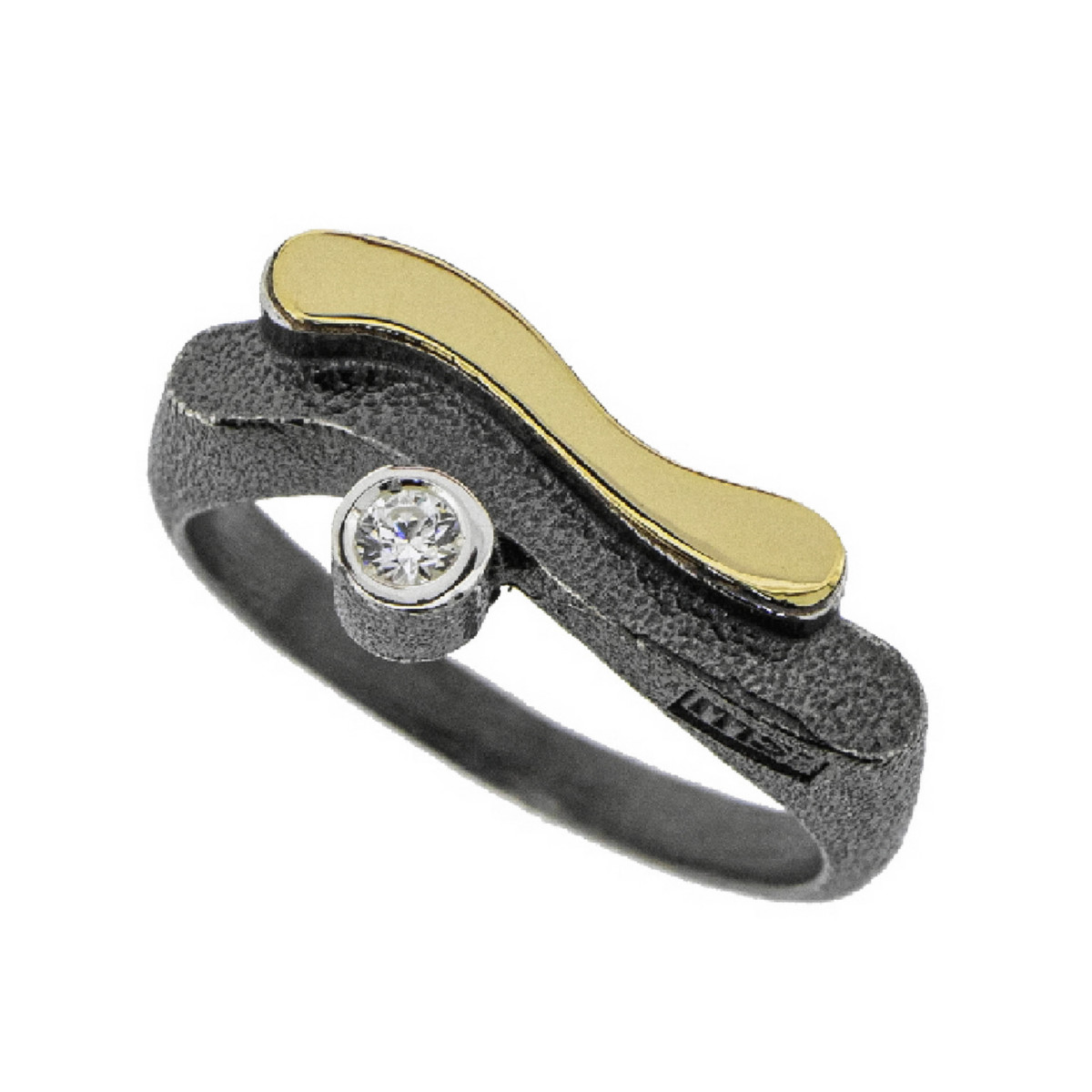 ANELL PLATA OXID, OR I BRILL 0.04CT