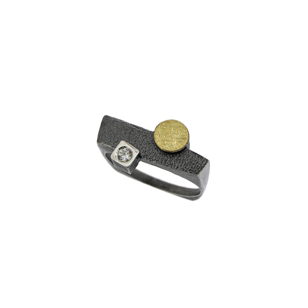 Silver, gold and brilliant ring