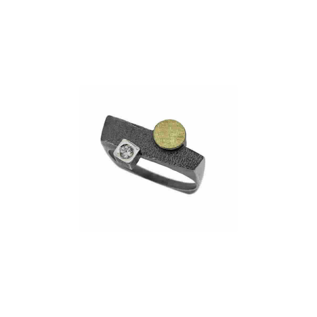 Silver, gold and brilliant ring