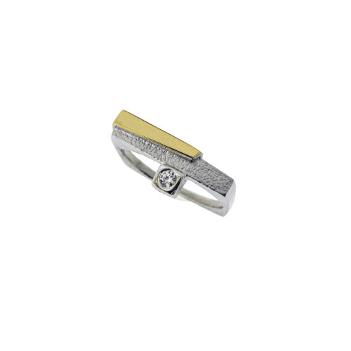 Silver, gold and brilliant ring