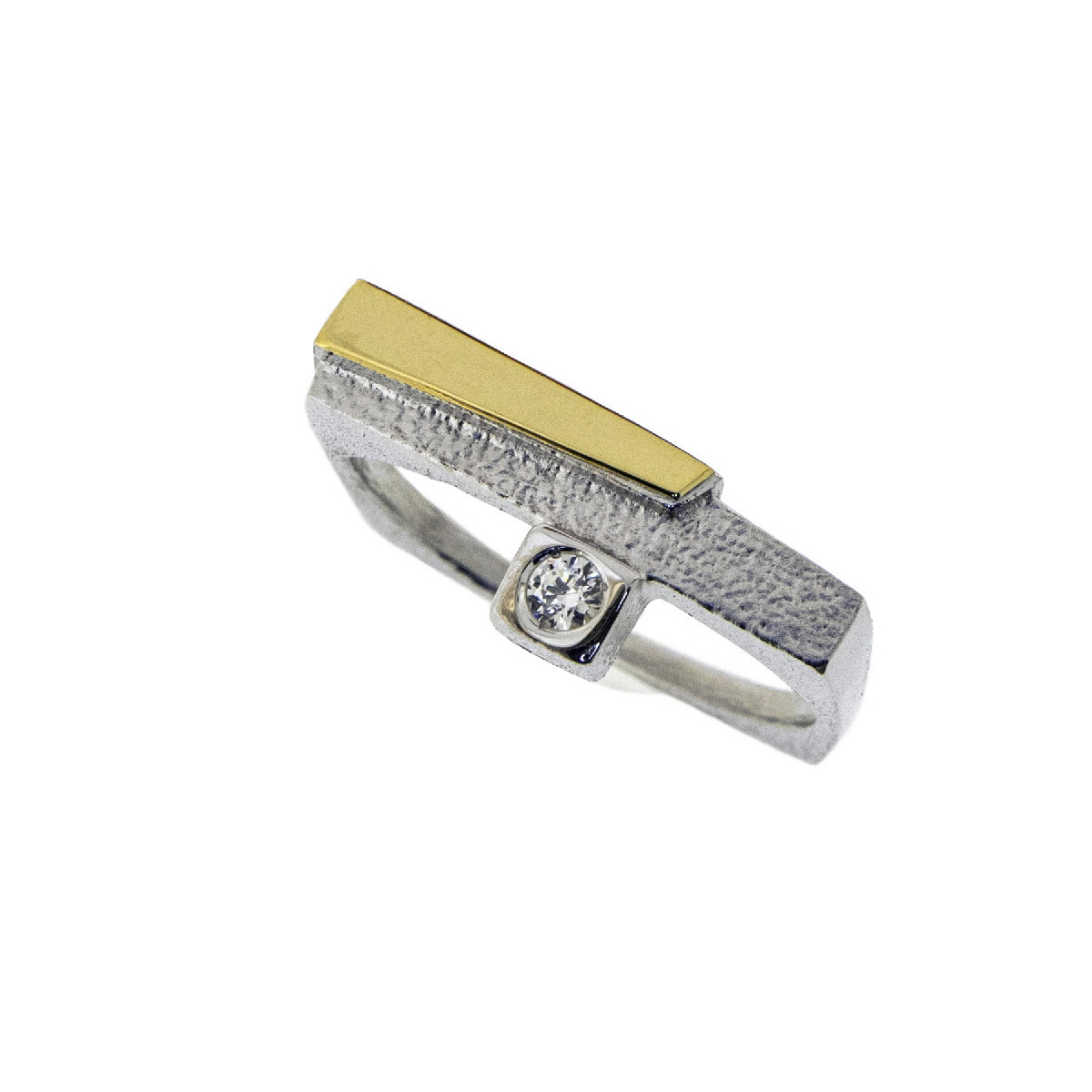 Silver, gold and brilliant ring