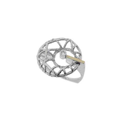 Anillo de plata, oro y brillante