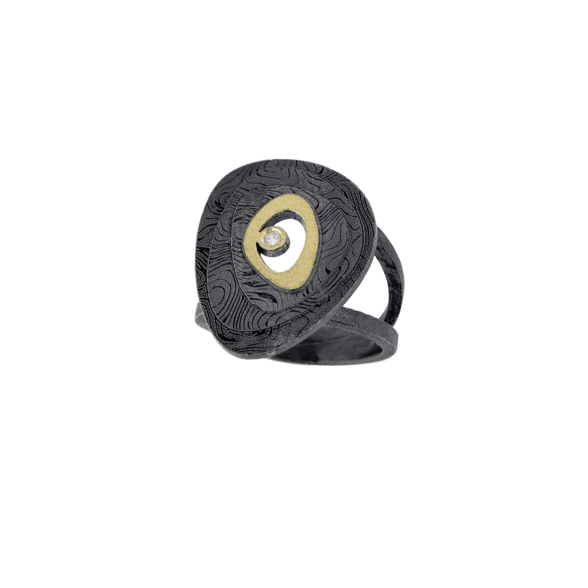 Anillo de plata, oro y brillante