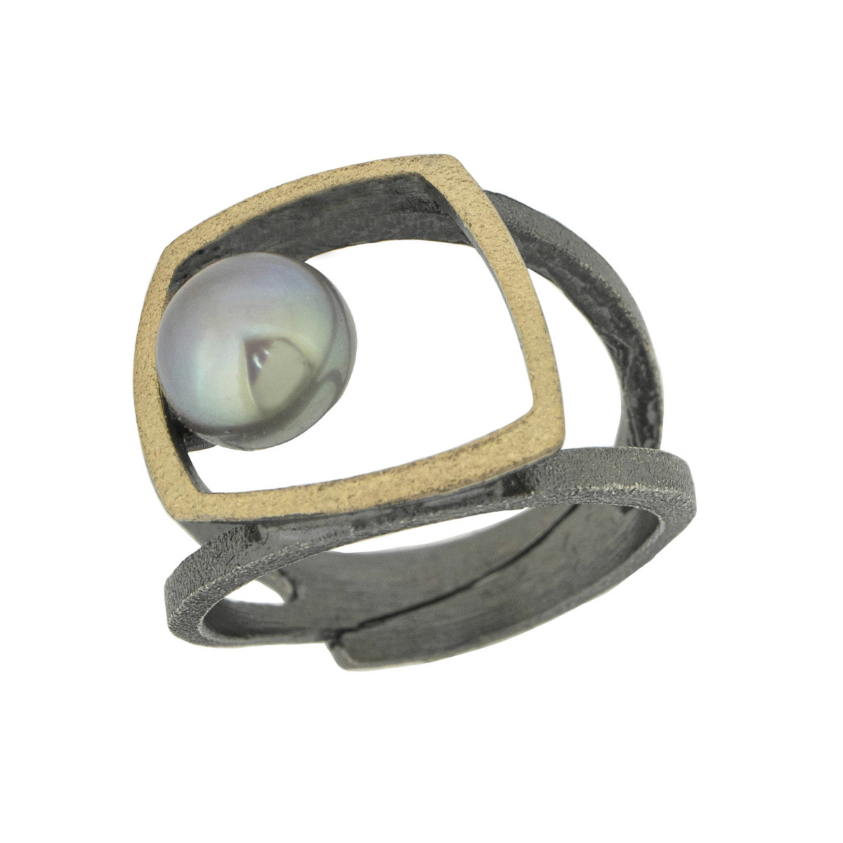 Anillo de plata, oro y perla