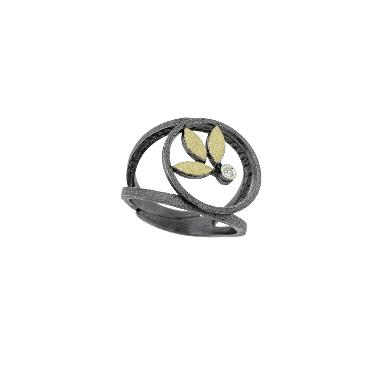 Silver, gold and DIAMOND LAB ring