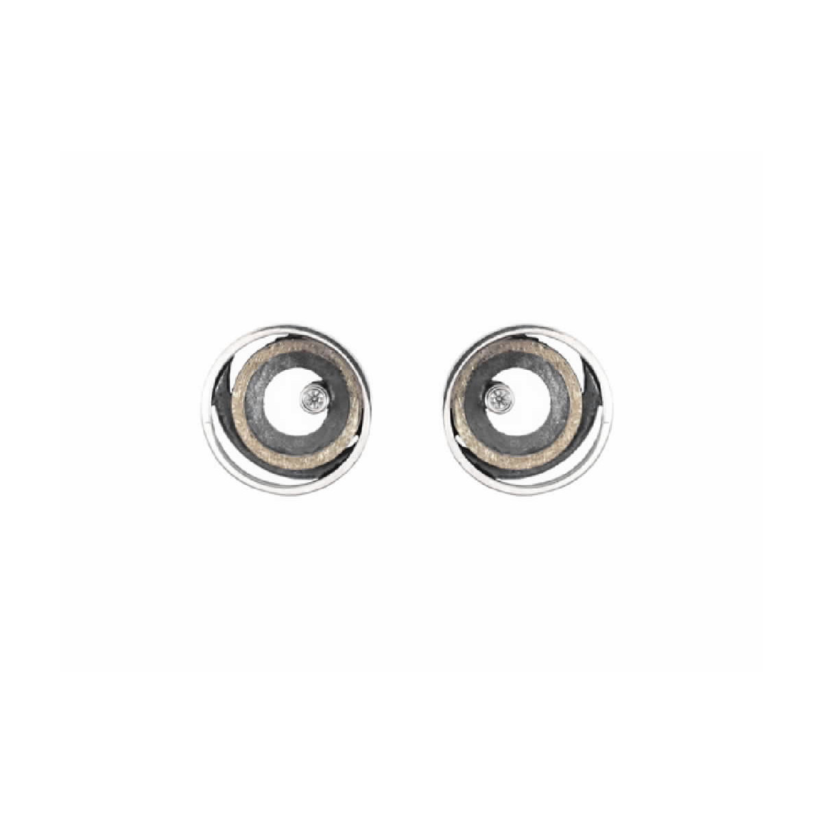 Pendientes de plata, oro y brillante