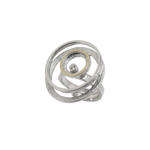Anillo de plata, oro y brillante