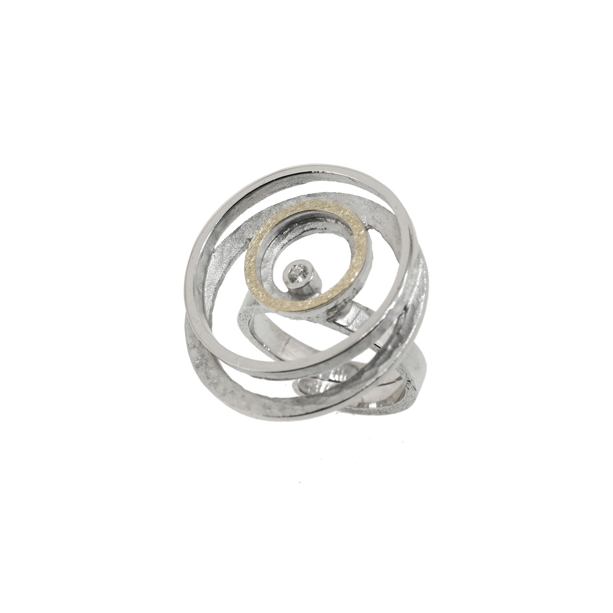 Anillo de plata, oro y brillante
