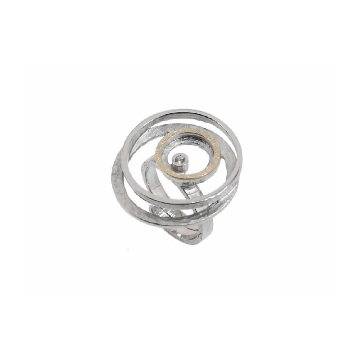 Anillo de plata, oro y brillante