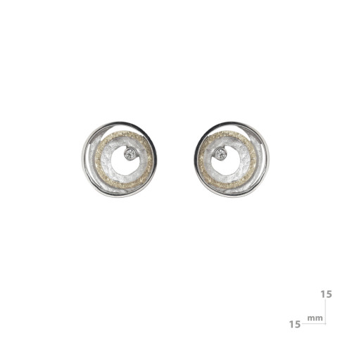 Pendientes de plata, oro y brillante