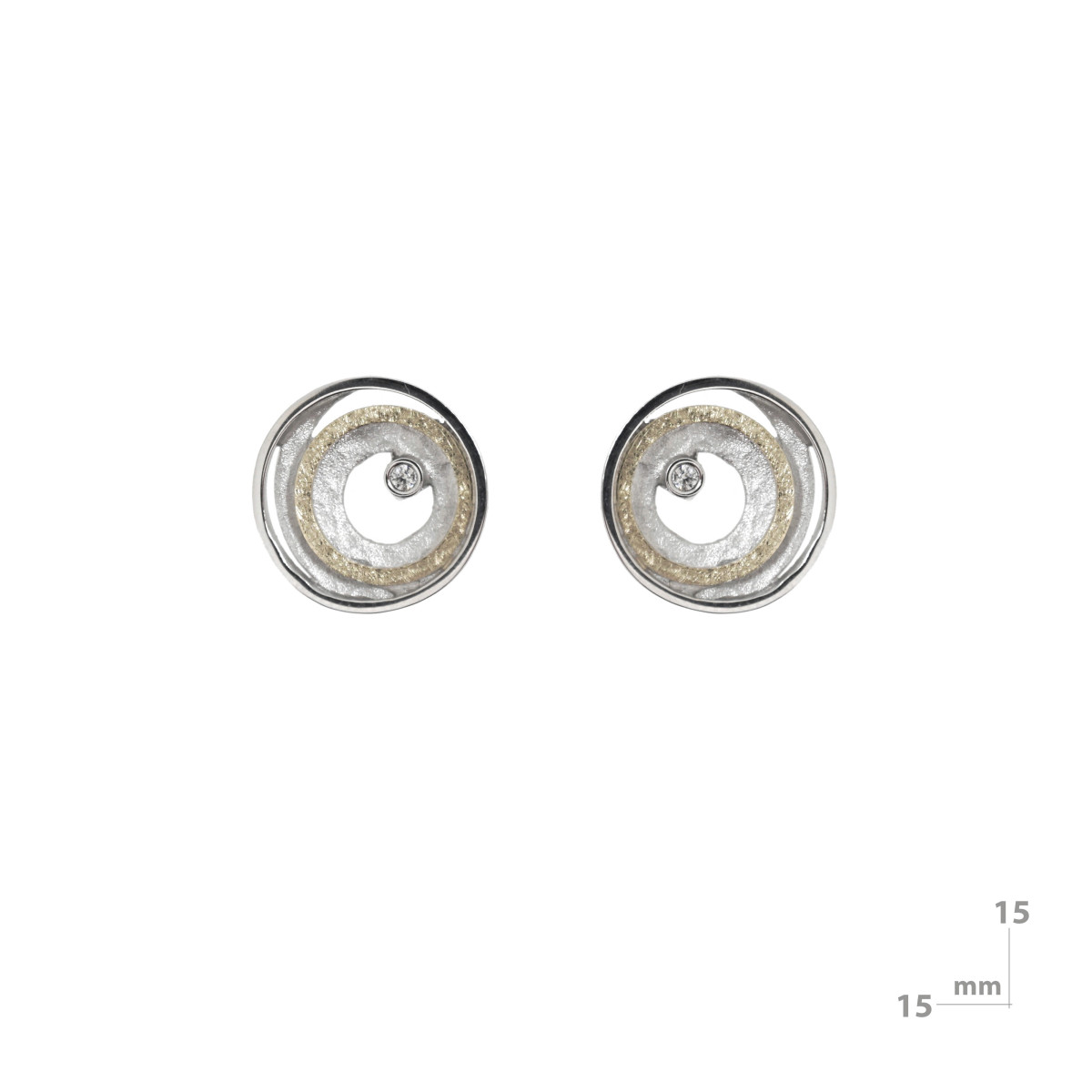 Pendientes de plata, oro y brillante