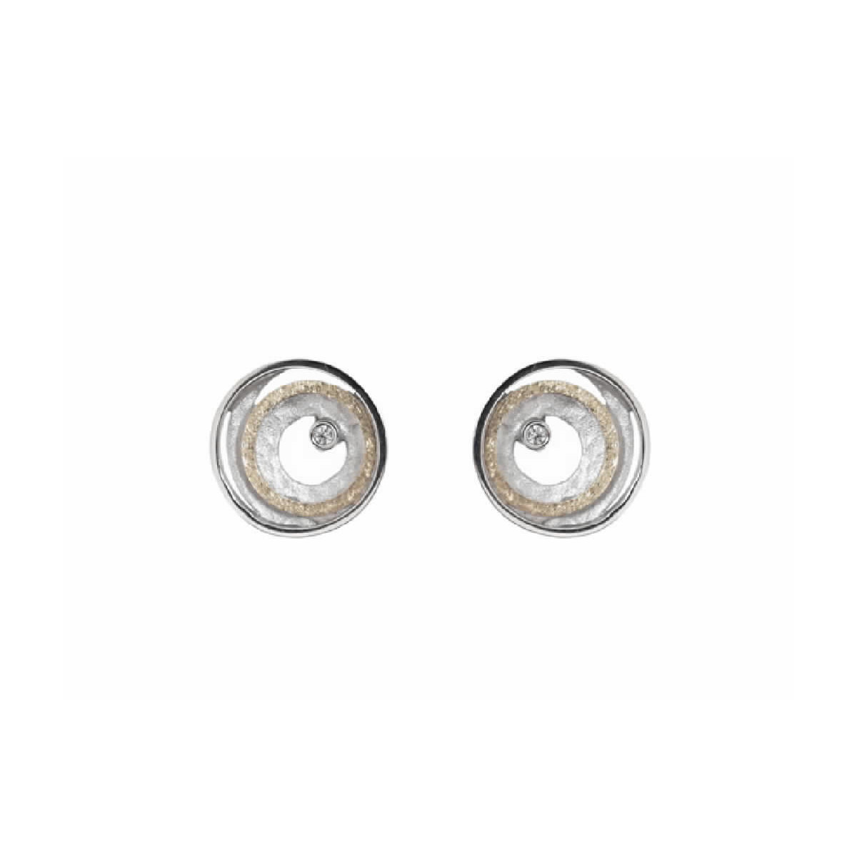 Pendientes de plata, oro y brillante