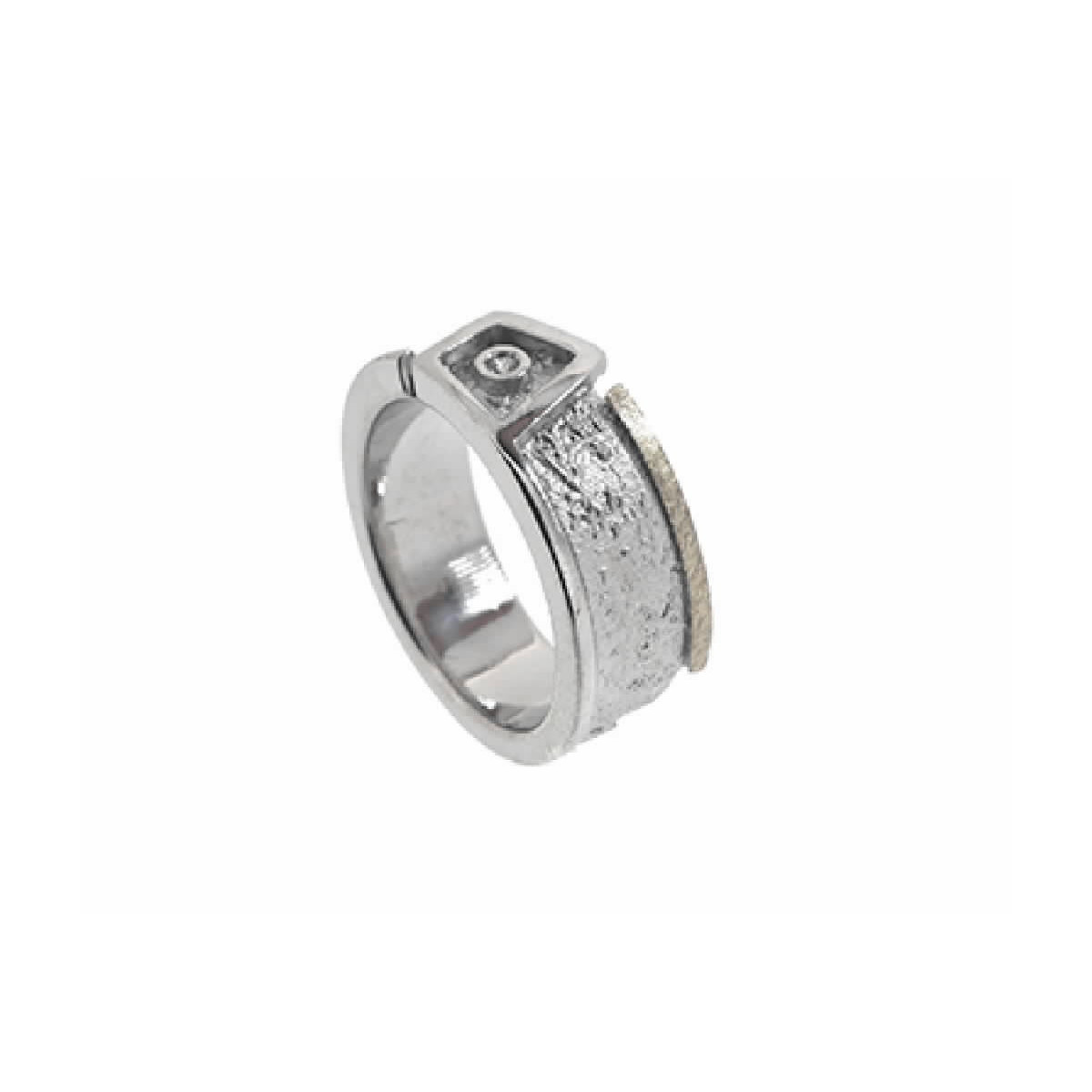 Anillo de plata, oro y brillante