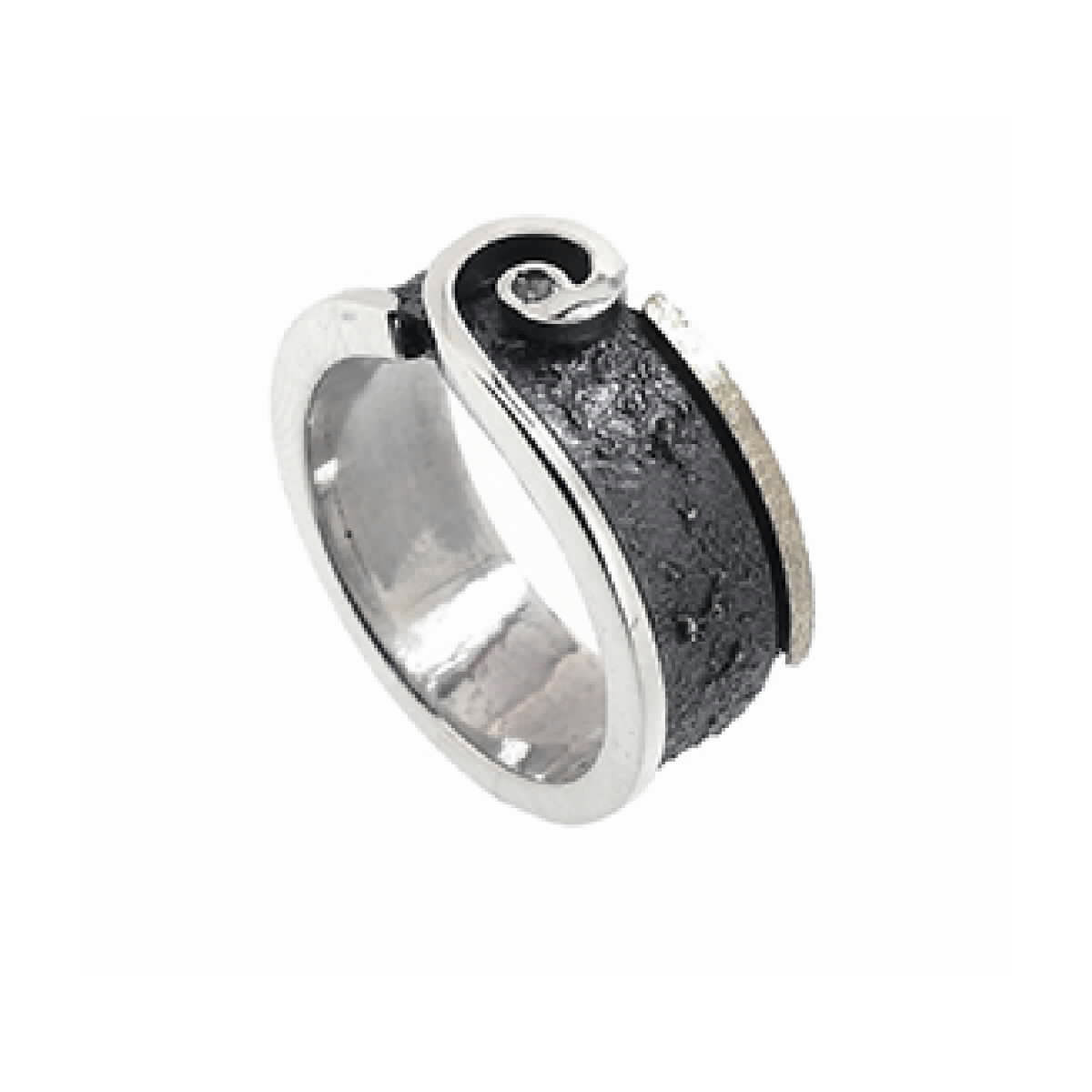 Anillo de plata, oro y brillante
