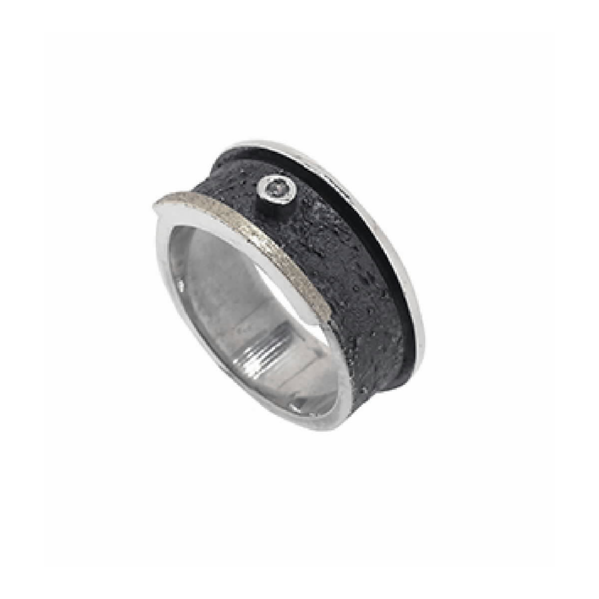 Anillo de plata, oro y brillante