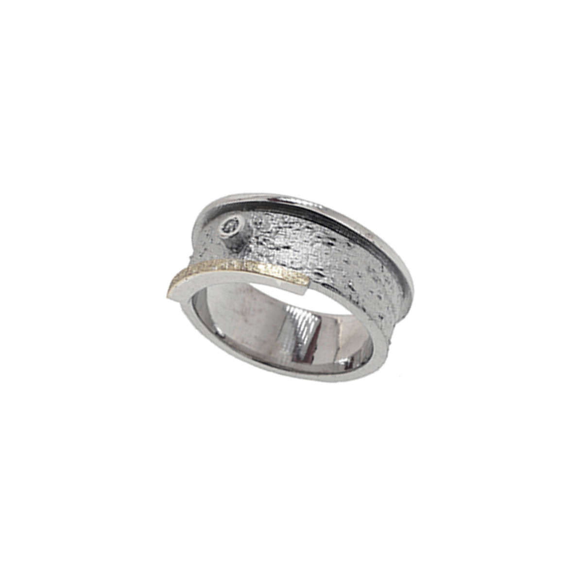 Anillo de plata, oro y brillante