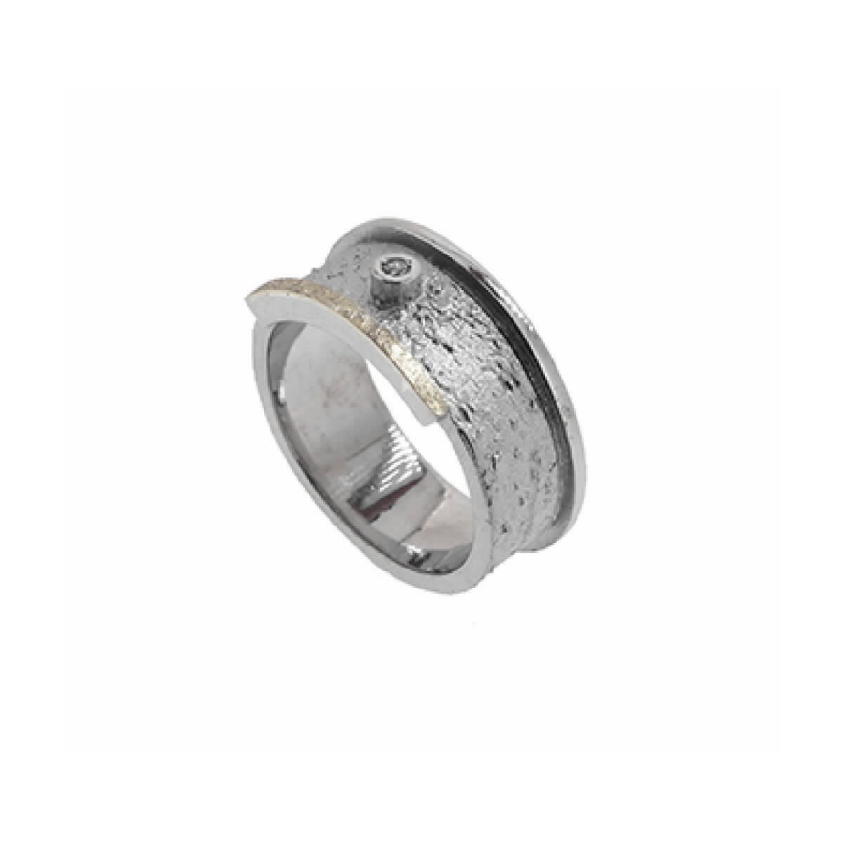 Anillo de plata, oro y brillante