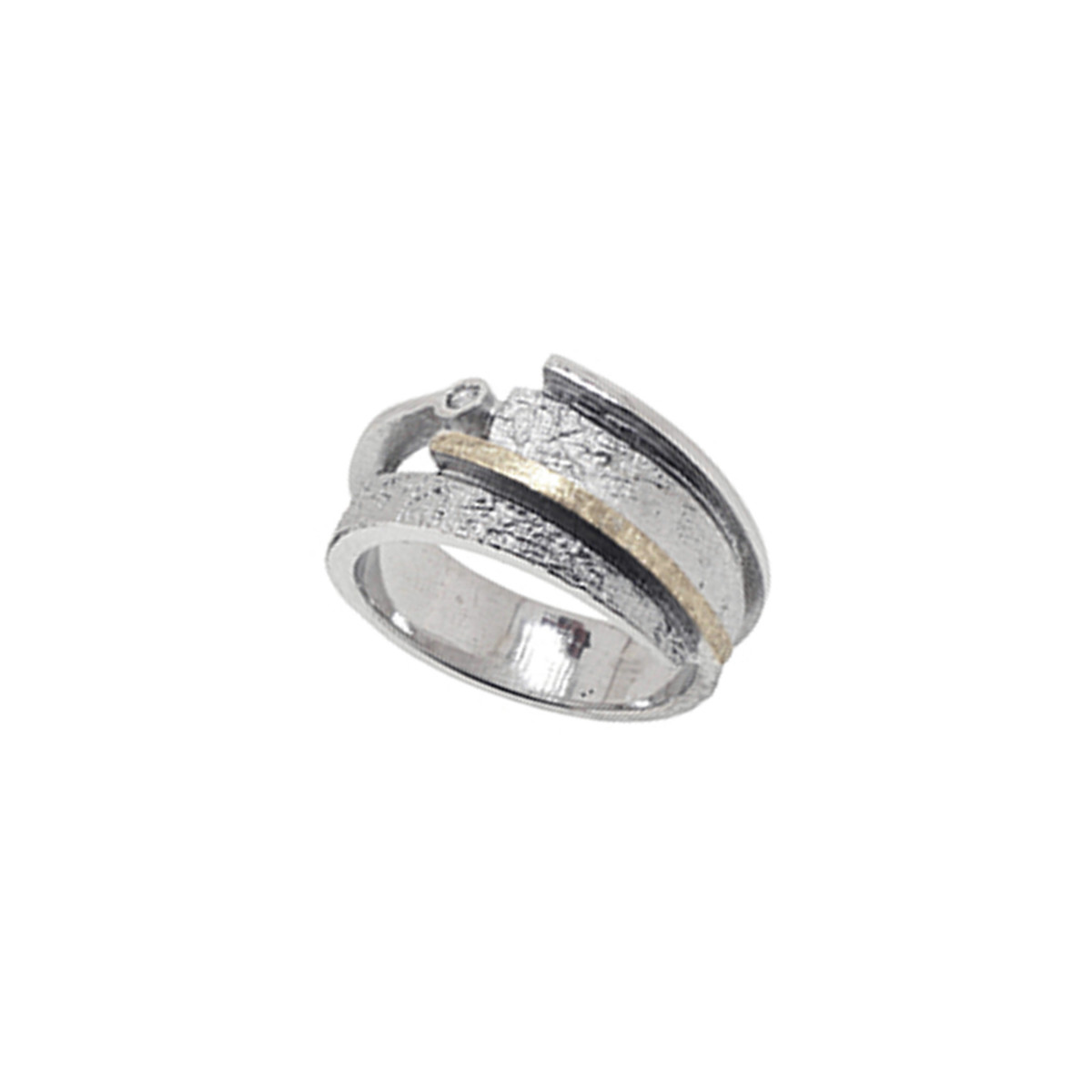 Anillo de plata, oro y brillante