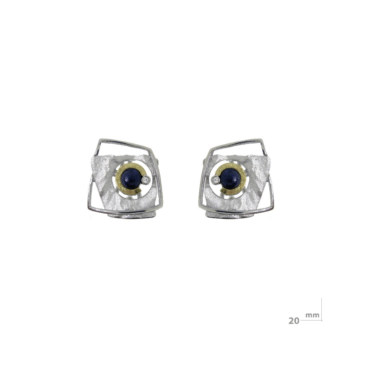 Pendientes de plata, oro, ágata y brillante