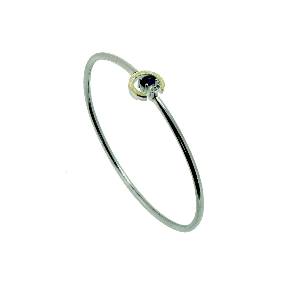 Pulsera de plata, oro, zafiro y brillante
