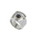 Anillo de plata, oro, zafiro y brillante