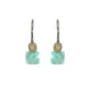 Earrings made of rhodium-plated silver, gold, brilliant and amazonite