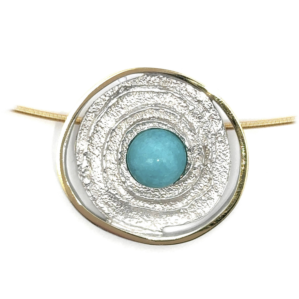 Colgante de plata, oro y amazonita