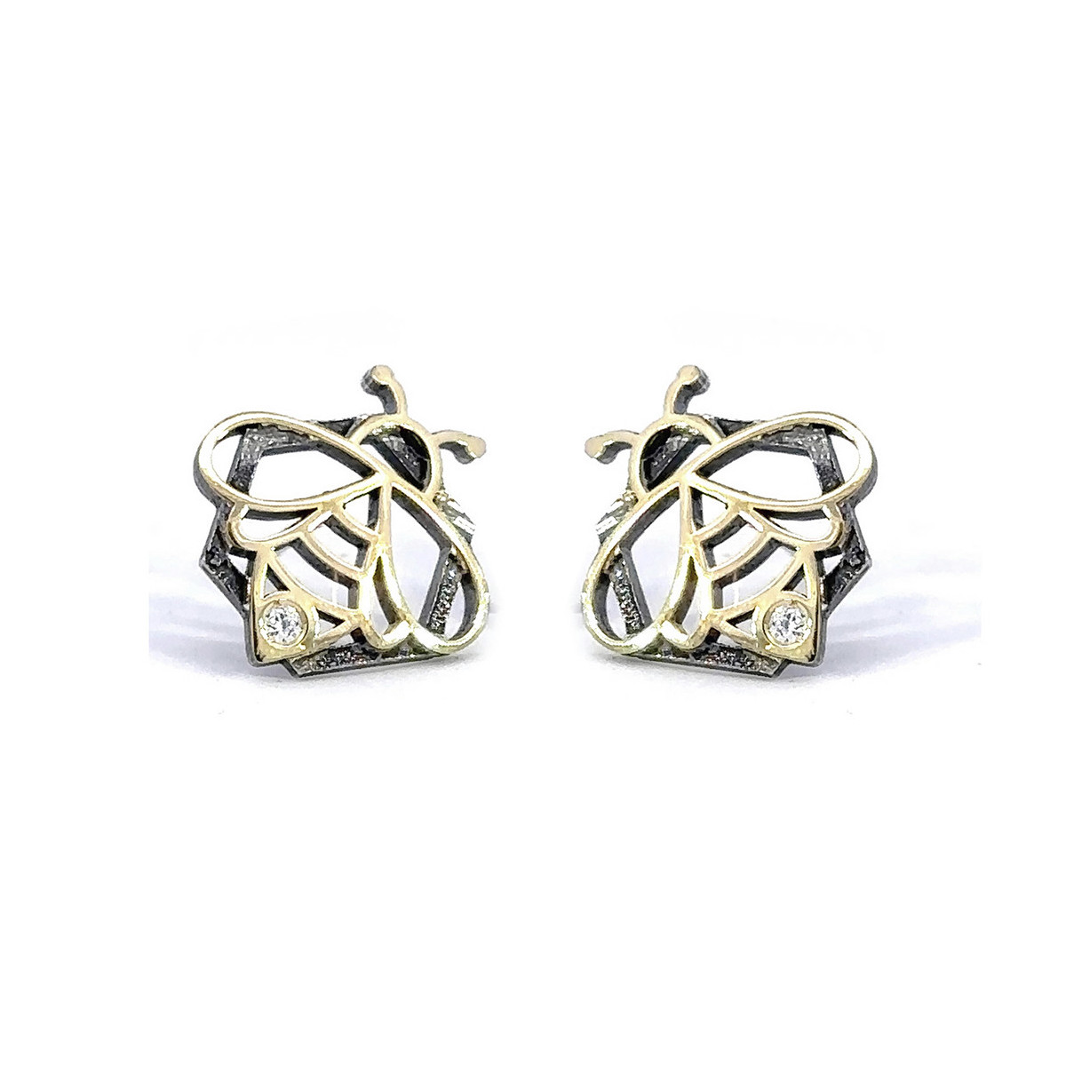 Arracades de plata, or i brillant