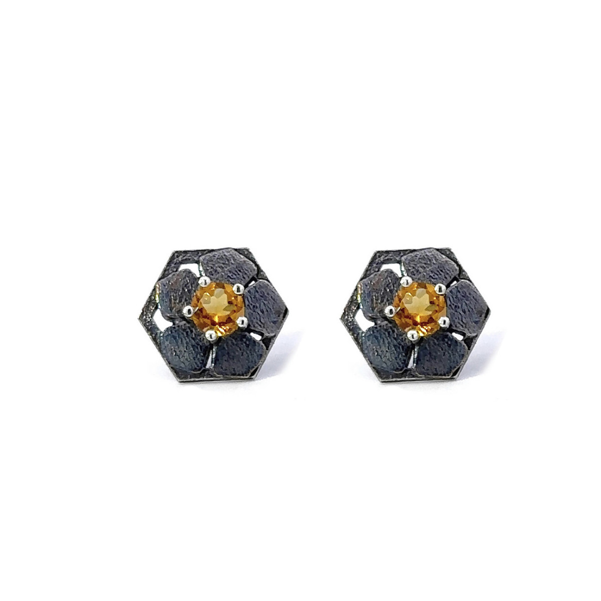 Arracades de plata i citrino
