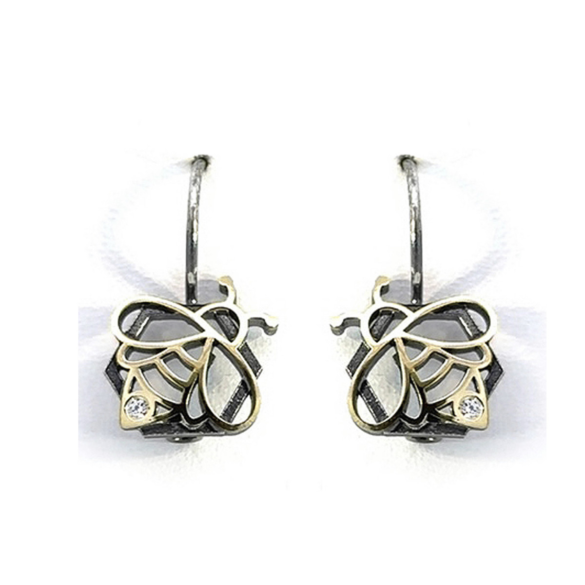 Arracades de plata, or i brillant