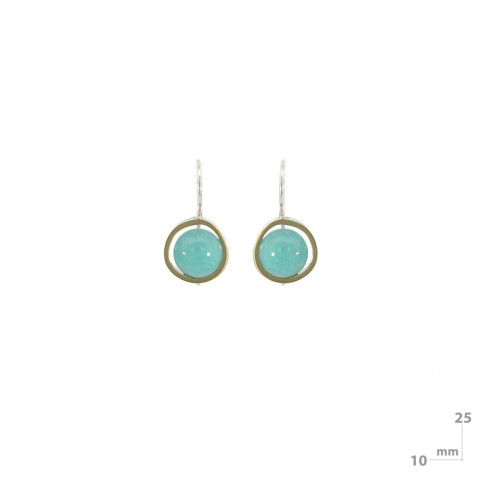 Pendientes de plata, oro y amazonita