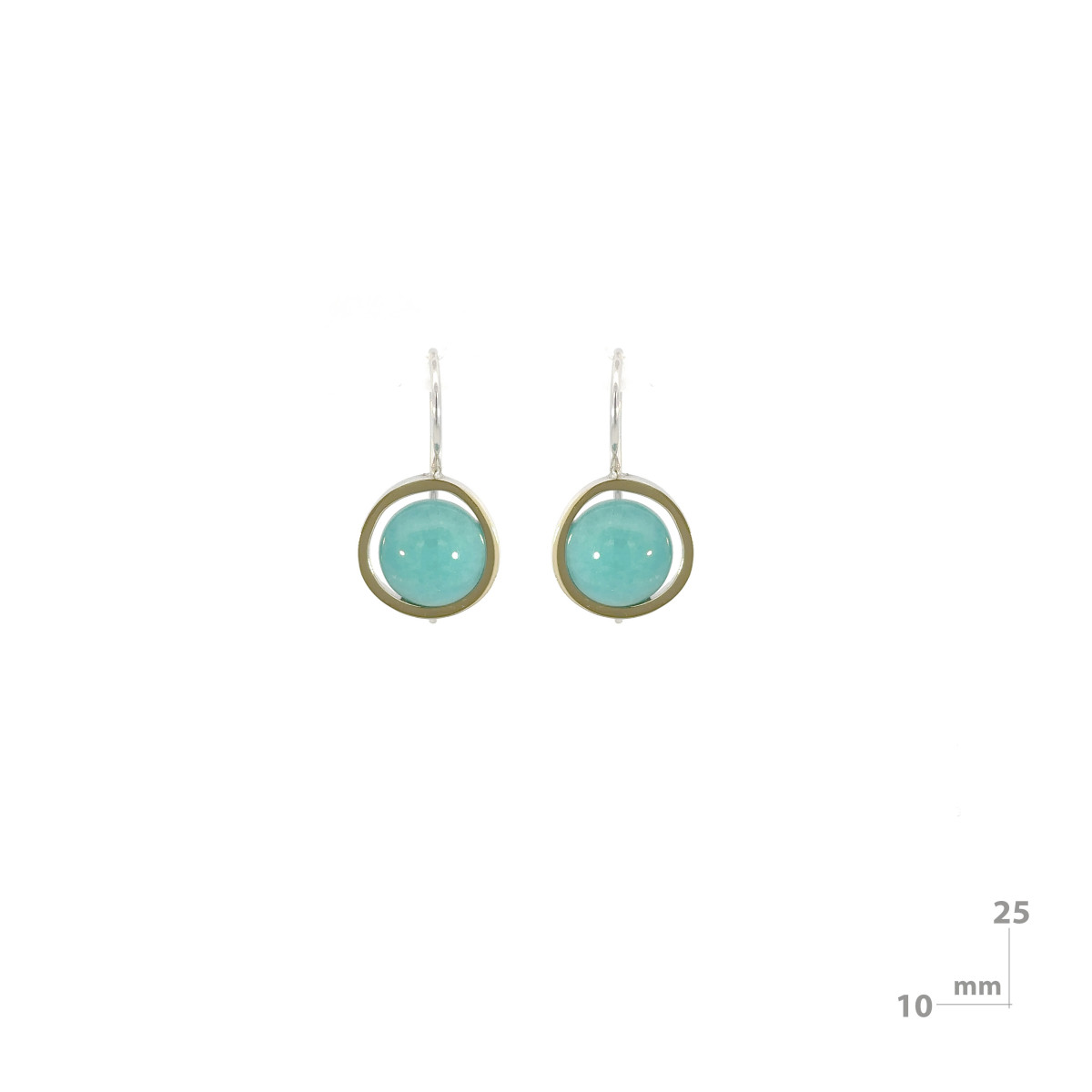 Pendientes de plata, oro y amazonita