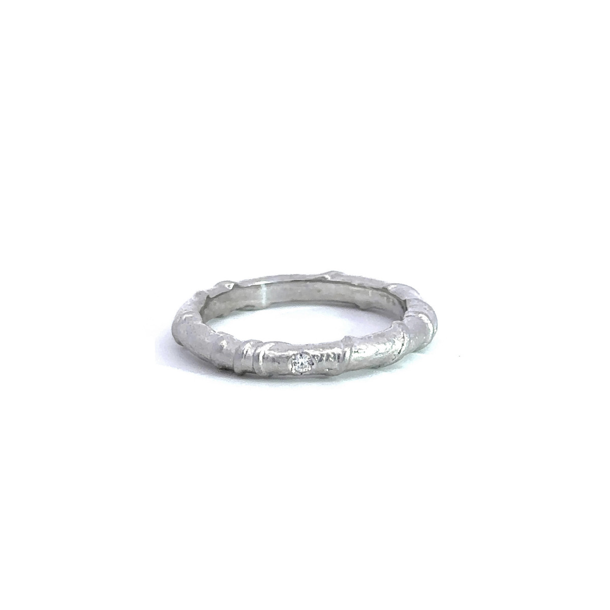 Silver and diamond ring