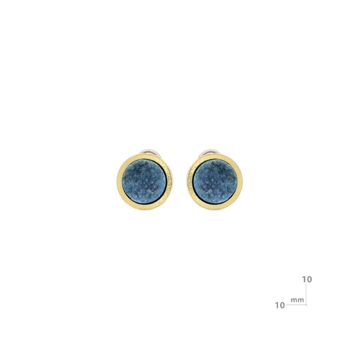 Pendientes de plata, oro y drusa azul