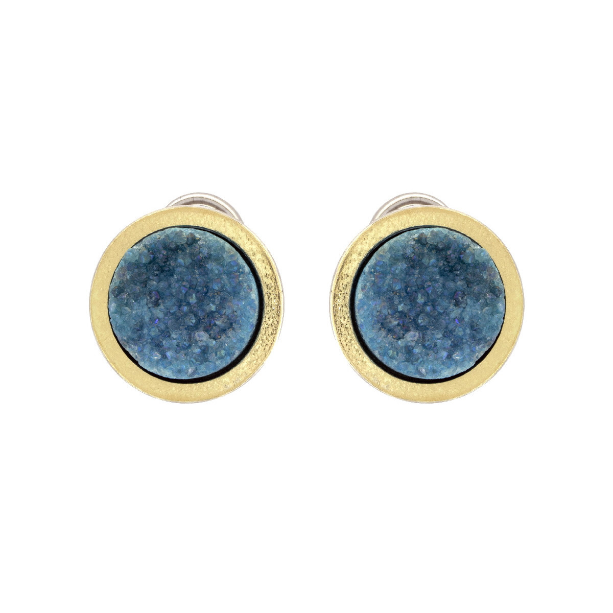 Pendientes de plata, oro y drusa azul