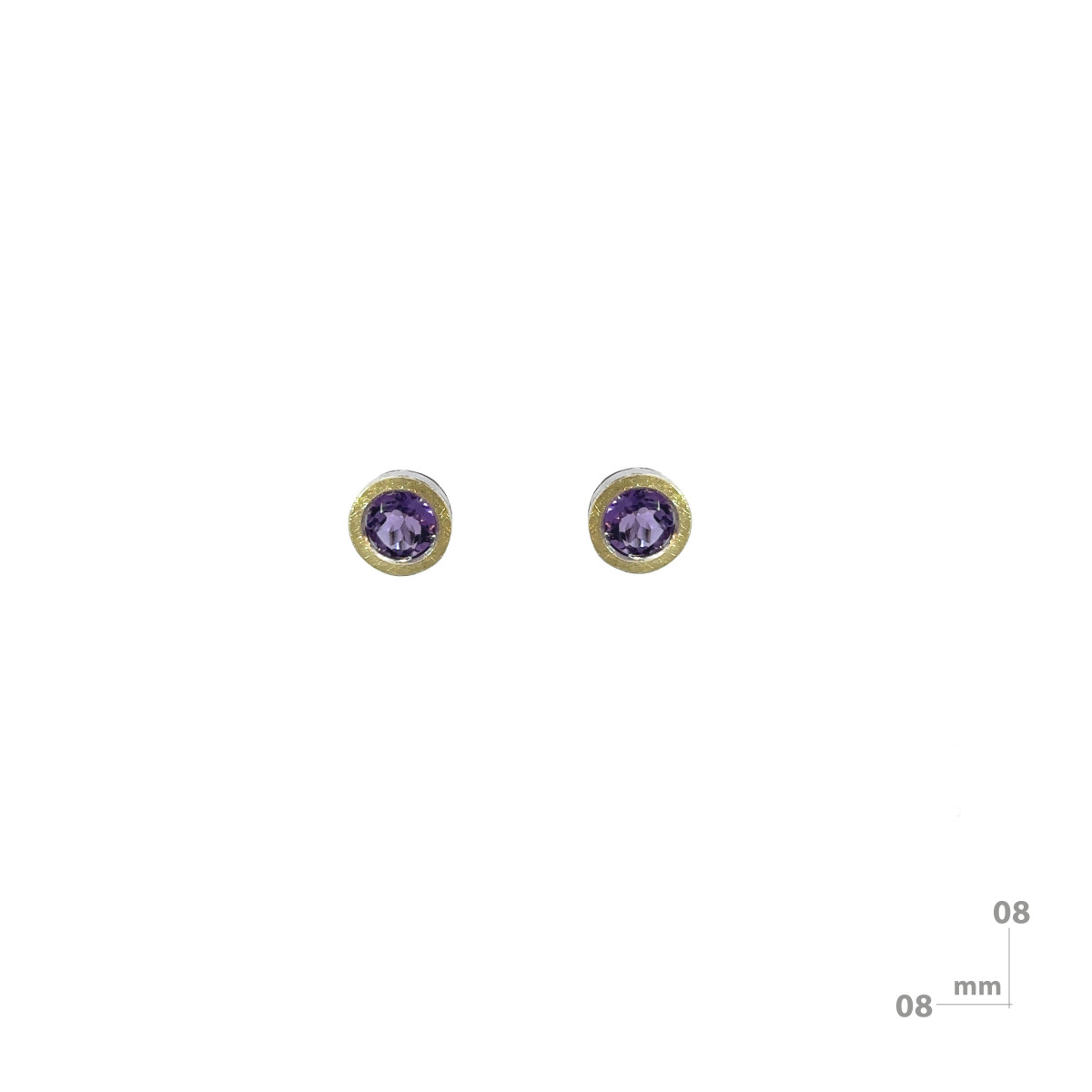 Pendientes de plata, oro y amatista