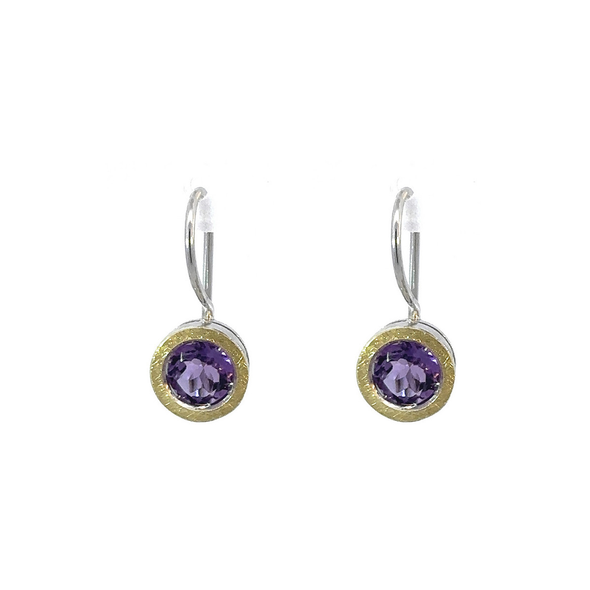 Pendientes de plata, oro y amatista