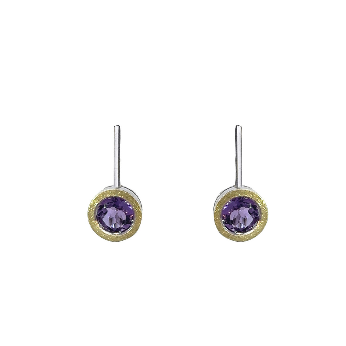 Pendientes de plata, oro y amatista