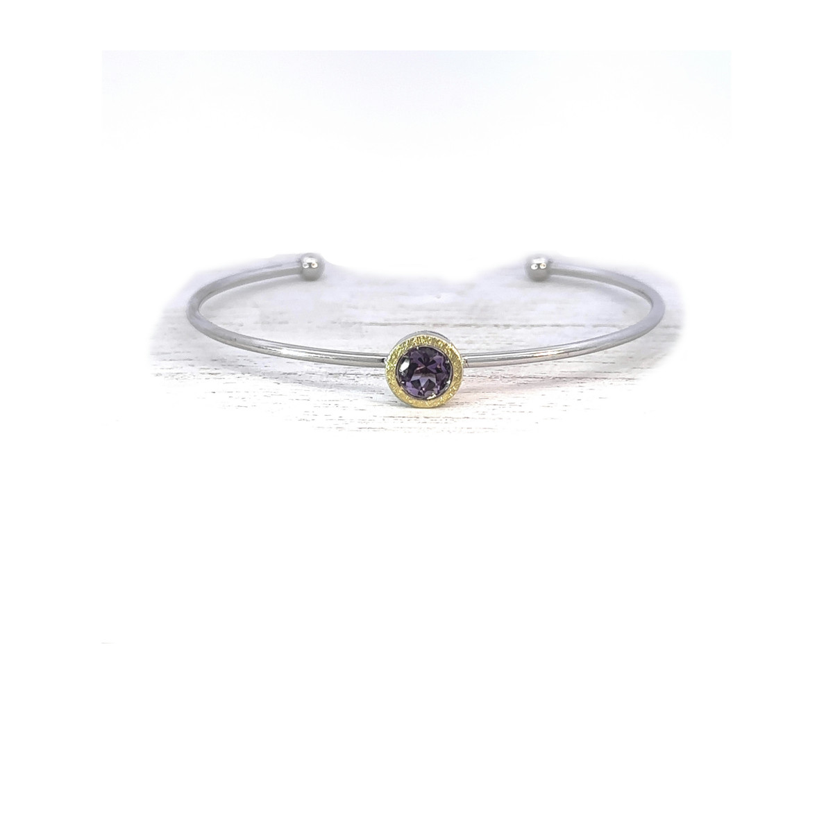 Pulsera de plata, oro y amatista