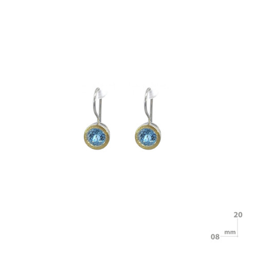 Pendientes de plata, oro y topacio