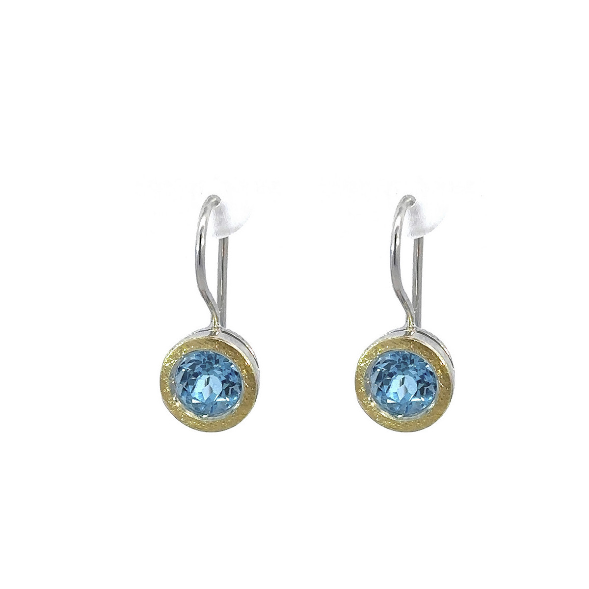 Pendientes de plata, oro y topacio