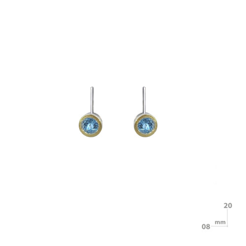 Pendientes de plata, oro y topacio azul