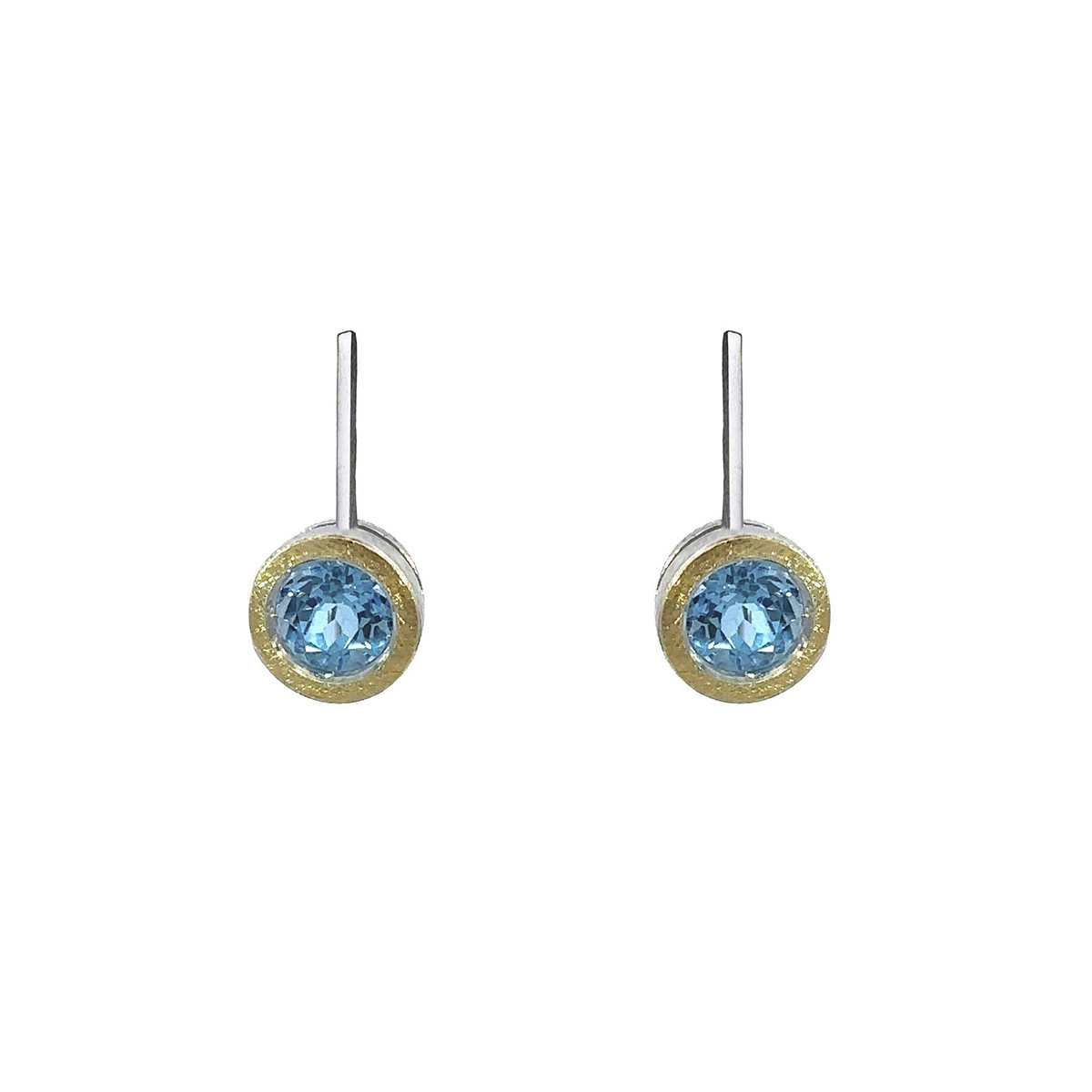 Pendientes de plata, oro y topacio azul