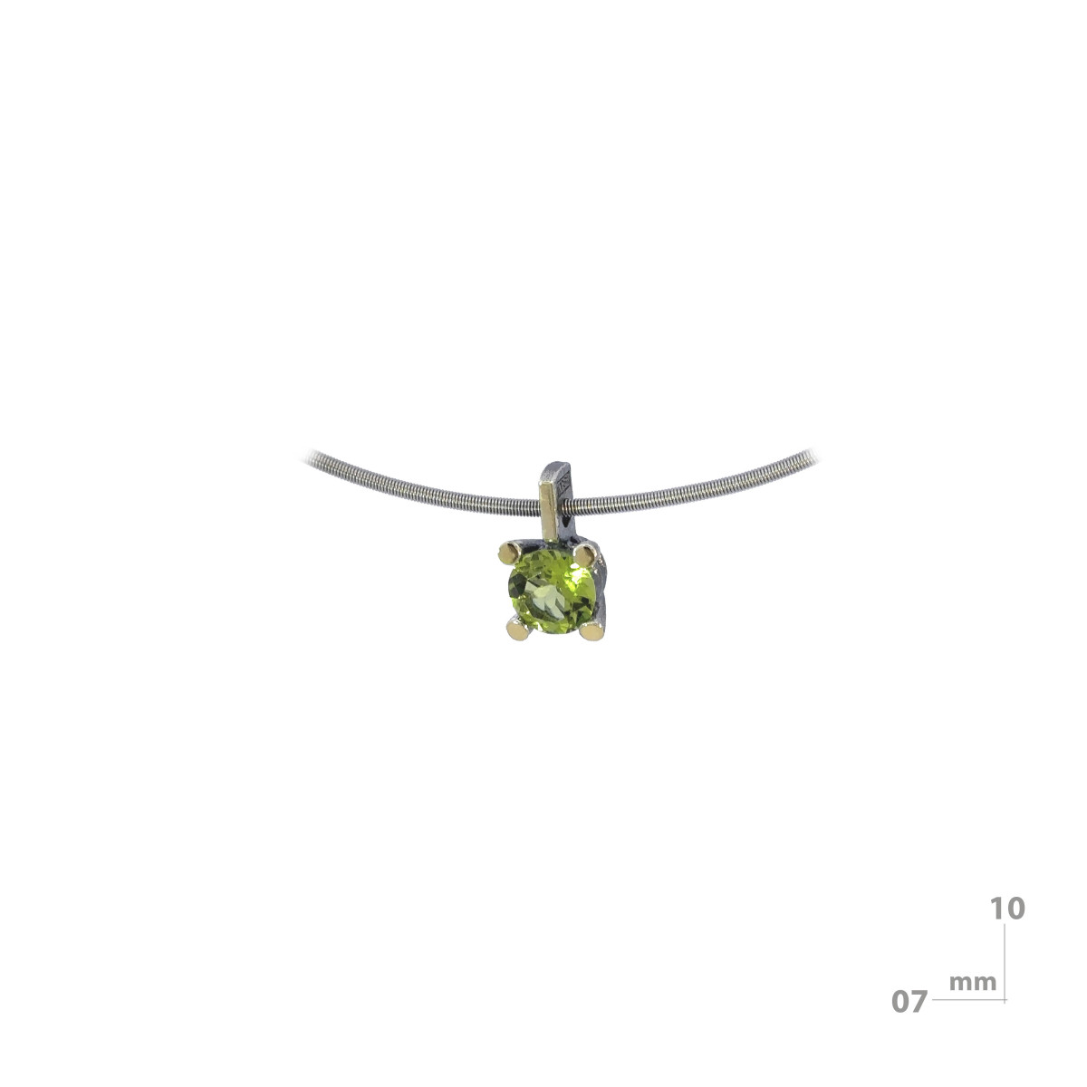 Silver, gold and peridot pendant